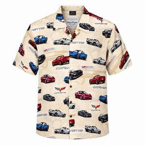 David Carey Originals Corvette C6 Z06 Mens XL Rayon Hawaiian Camp Shirt